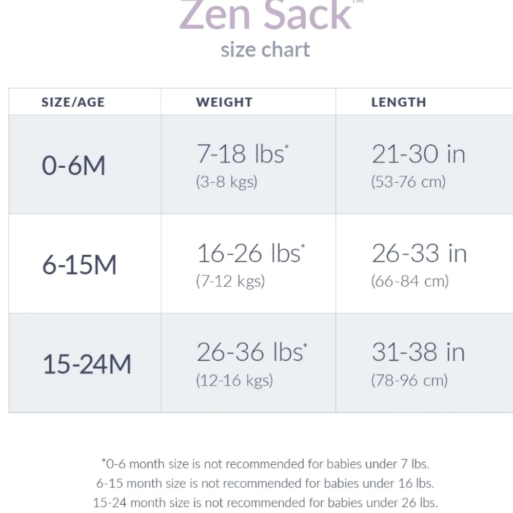 Nested Bean Zen Sack Classic Size Small 0-6 months 7-18 lbs